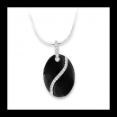 PENDENTIF ARGENT OXYDE ET CERAMIQUE NOIRE